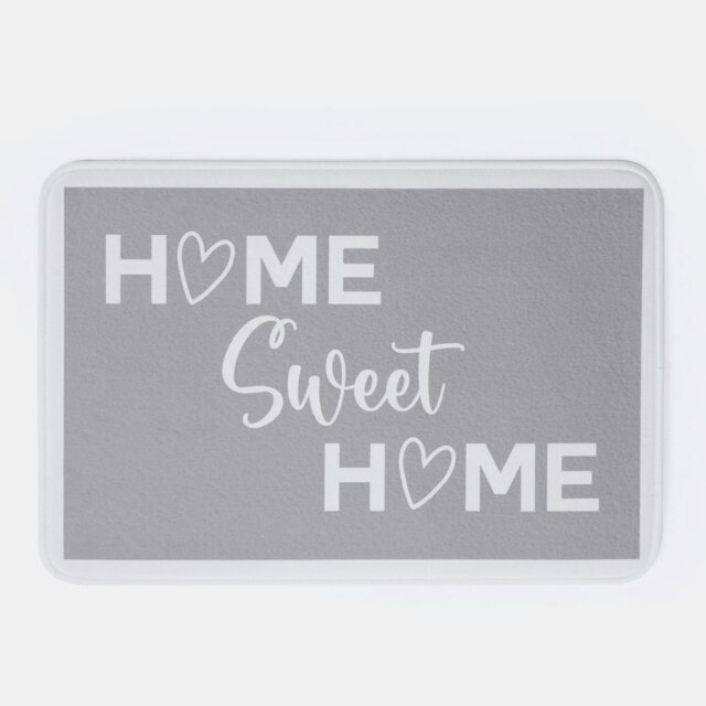 OHS Home Sweet Home Printed Washable Anti-Slip Indoor Doormat, 40x60cm - Grey