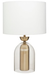 Sellis Clear Glass and Antique Brass Finish Metal Table Lamp