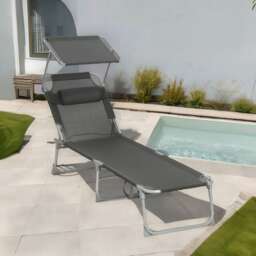Sun Lounger For Garden Folding Deck Chair Dark Grey Grey
