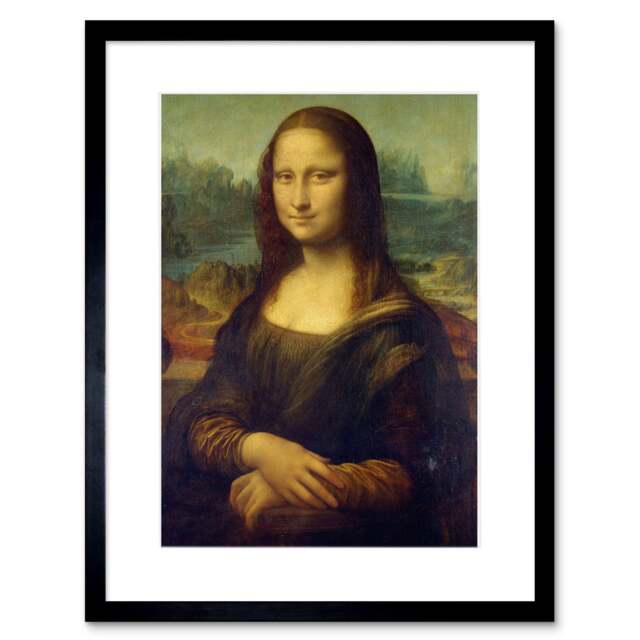 "Leonardo Da Vinci Mona Lisa La Gioconda Painting 9x7"" Black Framed Wall Art Print"