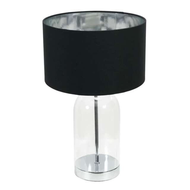ValueLights Jessy Chrome Table Lamp Black Chrome Shade