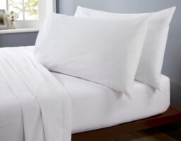 Flannelette Housewife pillowcase Pair (75x50 cm) White Standard