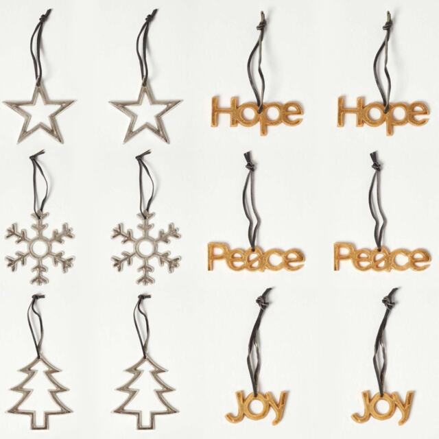 Homescapes Set of 12 Gold and Silver Christmas Tree Decorations