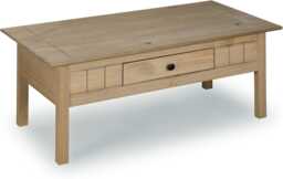 Panama Coffee Table 1 Drawer Solid Pine Wood Waxed Oak Finish