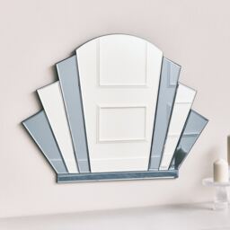 Grey Glass Art Deco Arch Fan Wall Mirror 80cm X 60cm
