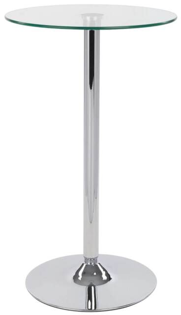 Alpo Tall Poseur Bar Glass Table Round Clear Glass Top Clear