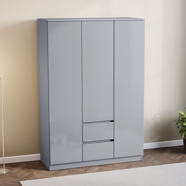 Vida Designs Glinton 3 Door 2 Drawer Wardrobe With Clothes Rail, Grey