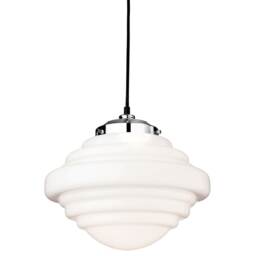 Art 1 Light Ceiling Pendant Chrome, Opal White Glass, E27