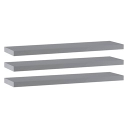 Floating Wooden Wall Shelves - 90x23.5cm Grey Grey & Set of 3 3