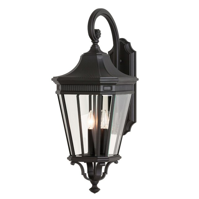 Cotswold Lane 3 Light Outdoor Large Wall Lantern Black IP44, E14