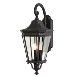 Cotswold Lane 3 Light Outdoor Large Wall Lantern Black IP44, E14