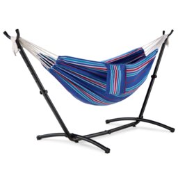 VonHaus 2 Person Freestanding Outdoor Hammock with Stand Blue 2 Seater 1