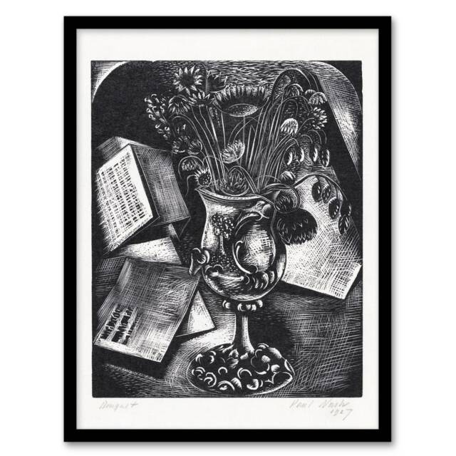 "Flower Bouquet Black White Still Life Nash Framed Wall Art Print 12X16"""