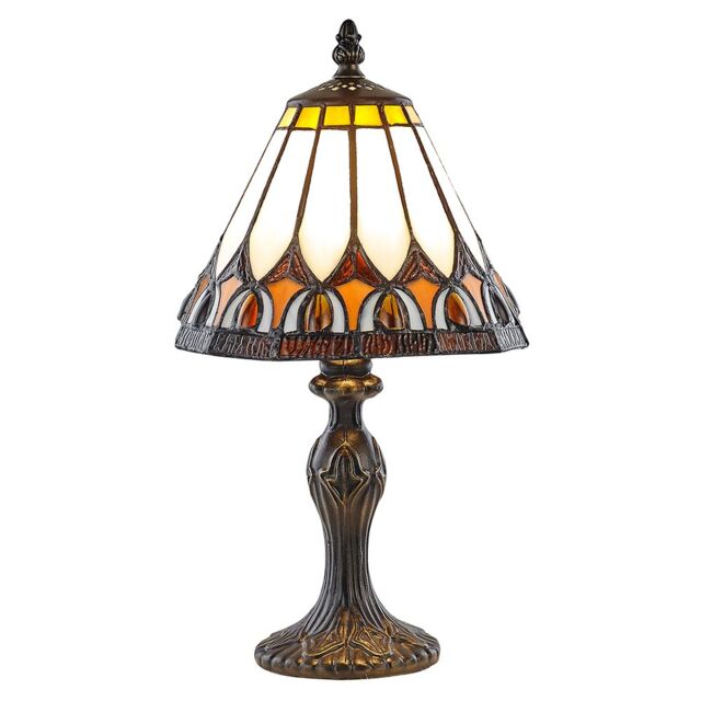 Art Deco Tiffany Glass Table Lamp with Amber Shade Orange Amber 1