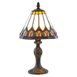 Art Deco Tiffany Glass Table Lamp with Amber Shade Orange Amber 1