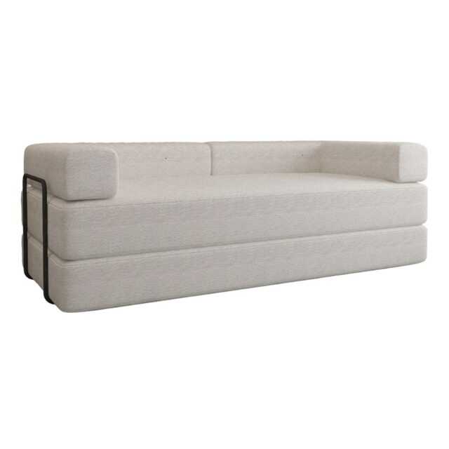 Modern 3 Seater Sofa Bed Convertible Sofa to Bed Sherpa Fabric No Assembly Modern Living Room Furniture