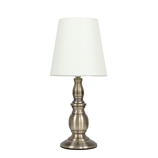 ValueLights Sierra Antique Brass Touch Table Lamp Cream Shade