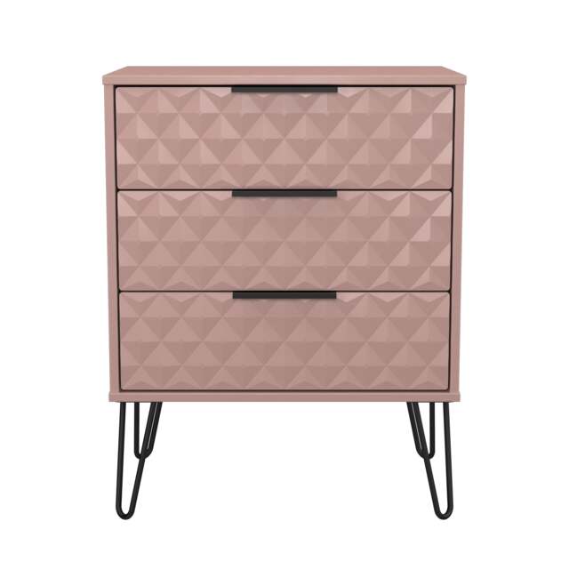 Islay 3 Drawer Midi Chest of Drawers in Kobe Pink (Ready Assembled) Pink Kobe Pink