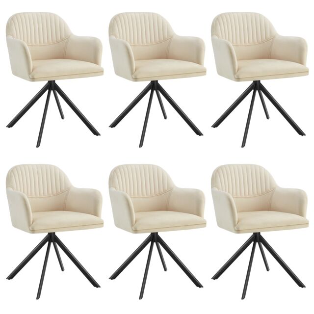 Lounge Armchair Living Room Accent Chair 360 Swivel Slim Steel Legs Velvet Fabric Cream cream/black 6