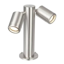 Atlantis 2 Light Outdoor Coastal Bollard Post Marine Grade Brushed Stainless Steel, Glass IP65, GU10