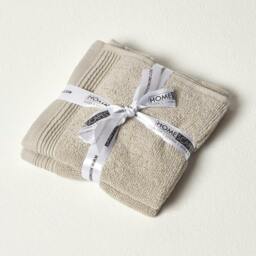 Homescapes Taupe Combed Egyptian Cotton Set of 2 Face Cloths 700 GSM Cream 2
