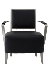 Luxurious Black Leather Chair, Velvet Upholstered Occassional Arm Chair, Striking Design Lounge Chair Black