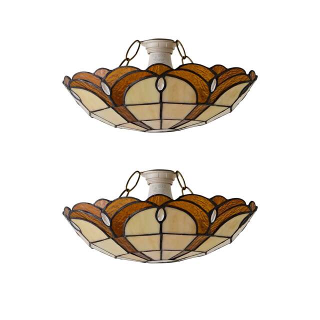 ValueLights Tiffany Pair Non Electric Uplighter Amber Jewel Multi