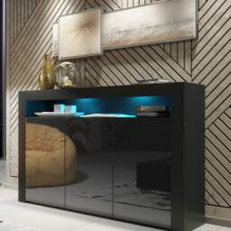 TV Unit TV Stand Sideboard Storage Cabinet Cupboard Black High Gloss LED 155cm