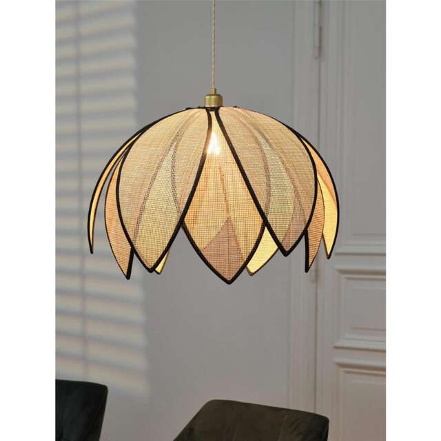 Osram Decor Rattan Lotus Pendant Ceiling Light 670mm E27 Brown 15W LED Modern Cream Cream 1