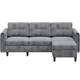 Yaheetech 189 cm W 3-Seater Corner Sofa with Ottoman-Light Grey