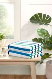 Amalfi Cotton Towels Striped Luxury Soft Quick Dry Absorbent Blue Bath sheet 1
