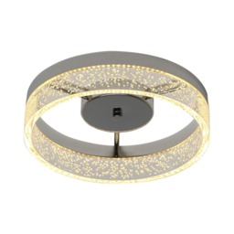 Modern LED Flush Ceiling Light Silver 20W Warm White 29.6cm