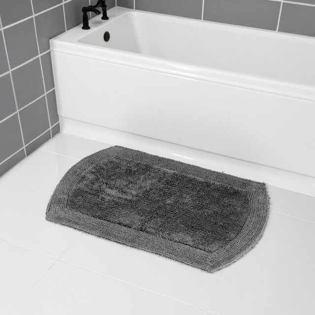 Showerdrape Ultra 100% Cotton Charcoal Reversible Bath Mat 800 x 500mm Multi 1