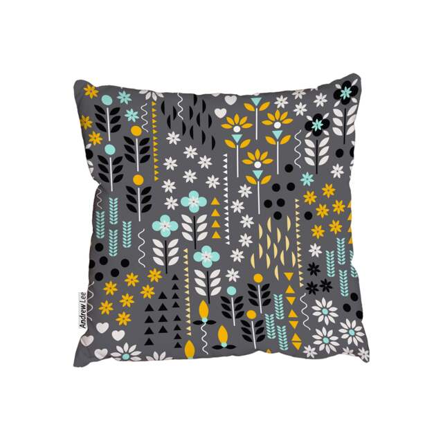 Geometric flower and Ornamental, traditional flowers (Outdoor Cushion)