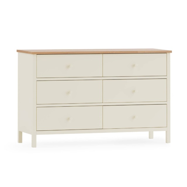 Premium Ridgeway 6 Drawer Chest - Ivory & Oak