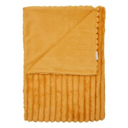 Catherine Lansfield Cosy Ribbed Faux Fur Soft 130x170 cm Blanket Throw Mustard