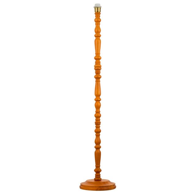 Classic Oak Wooden Standing Floor Lamp Base with Intricate Pole Design