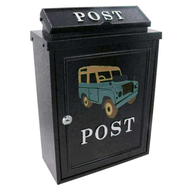 Landrover Defender Letter Post Mail Box Metal Black Wall Door House Lockable Black