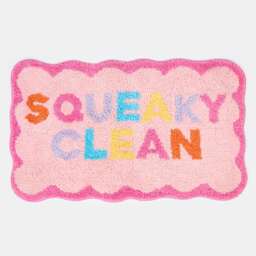 OHS Squeaky Clean Non-Slip Shaggy Tufted Textured Absorbent Shower Bath Mat Pink 45 x 75cm