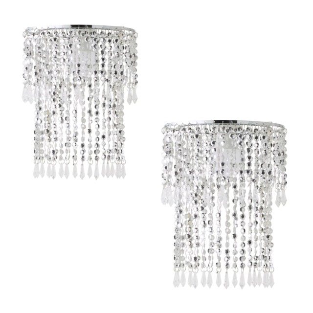 ValueLights Acrylic Droplets Pair Silver Ceiling Droplets Shade Silver