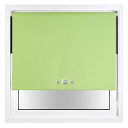 FURNISHED Blackout Roller Blind with Triple Square Eyelets Easy Fit Window Shade Green Lime (W) 185cm x (L) 210cm