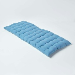 Homescapes Garden Bench Cushion Luxury 2 Seater Cotton Indoor Outdoor Seat Pad Blue 108 x 42 cm 1