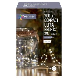 Premier Christmas Lights UltraBrights 200 LED White Warm White 3m