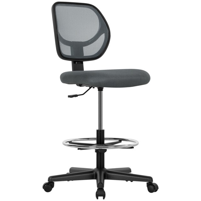 Vinsetto Swivel Mesh Office Chair w/ Adjustable Footrest Ring, Charcoal Grey Grey Black