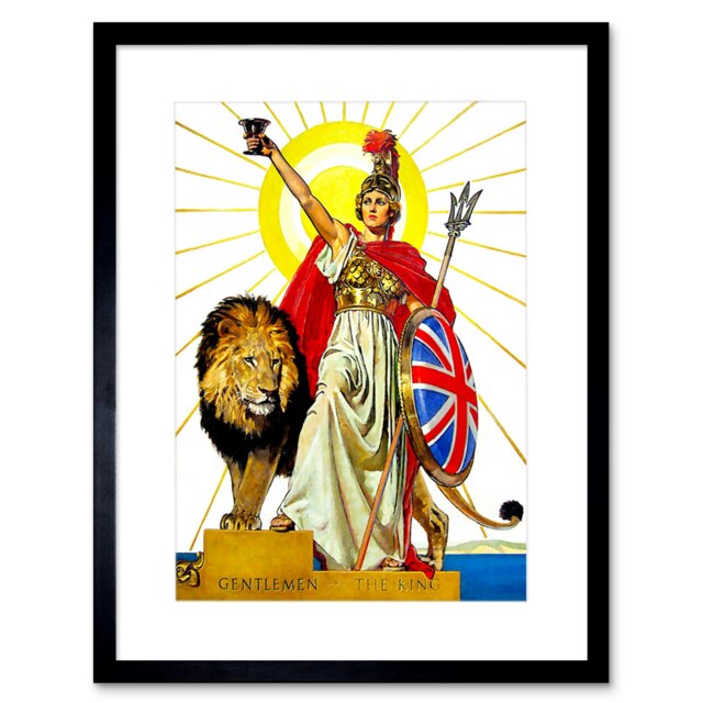 "Britannia and Lion Empire Colonial Female Warrior 12x16"" Framed Wall Art Print"