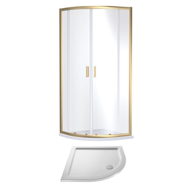 Balterley Quadrant Shower Suite with Safety Glass Enclosure & Resin Tray Frame with Tray Copper Brushed Brass 2