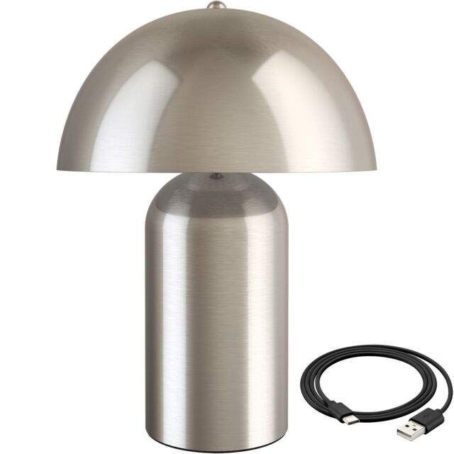 Table Lamp Kade - retro design, 3 brightness levels, battery-powered Silver nickel matt 25 x 25 x 34 cm 1