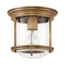 Hinkley Hadrian 1 Light Flush Mount Brushed Bronze with Glass IP44