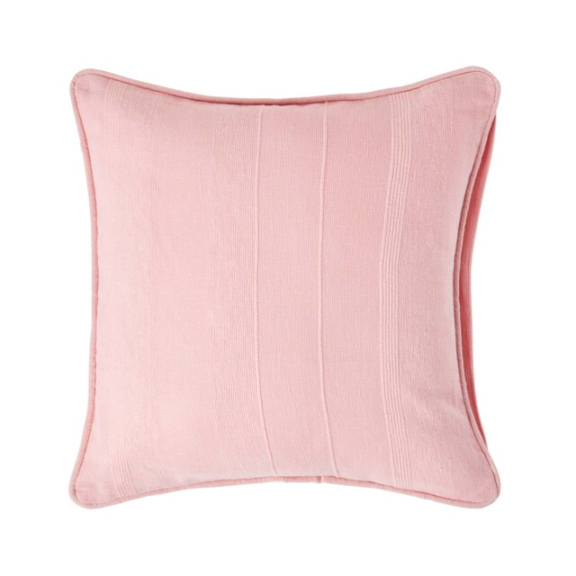 Homescapes Cotton Rajput Ribbed Pink Cushion Cover - 60 x 60 cm Pink Pink 1