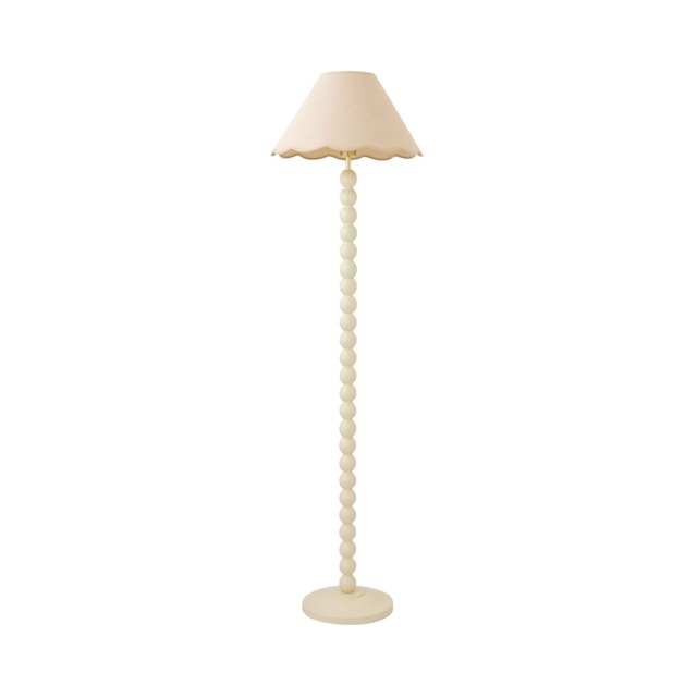 ValueLights Bobble Cream Floor Lamp Natural Trim Scallop Shade and Bulb